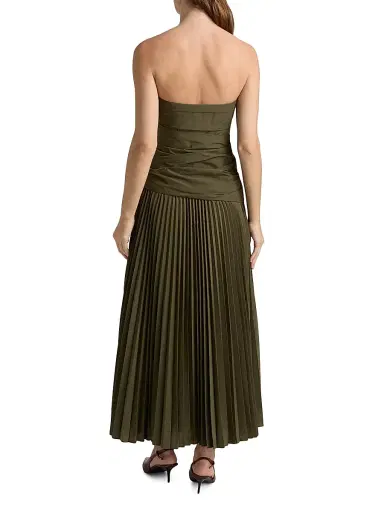 SIMKHAI Women's Arie Strapless Bustier Midi-Dress - Fern | Thumbnail 5