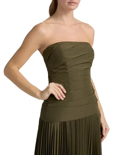 SIMKHAI Women's Arie Strapless Bustier Midi-Dress - Fern | Thumbnail 7