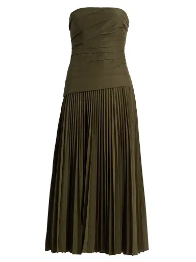 SIMKHAI Women's Arie Strapless Bustier Midi-Dress - Fern | Thumbnail 1