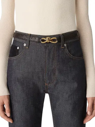 Bottega Veneta Women's Andiamo Intrecciato Leather Belt | Thumbnail 2
