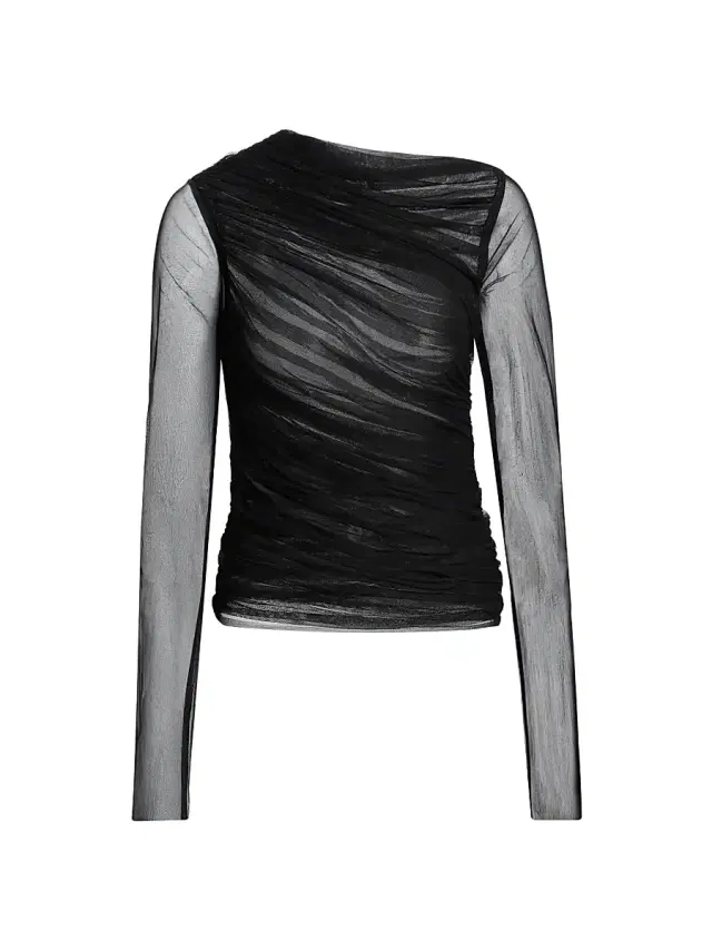 FRAME Women's Draped Semi-Sheer Mesh Top - Black