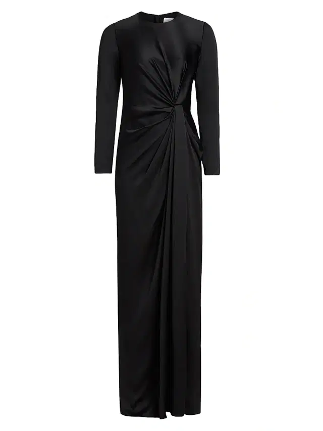 Women's Salome Draped Silk Charmeuse Gown - Black