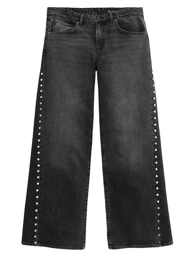 AG Jeans Women's Adria Studded Wide-Leg Jeans - Immensity