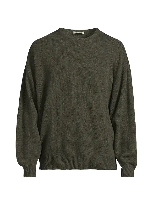 Men's Fine-Knit Wool Crewneck Sweater - Off Black