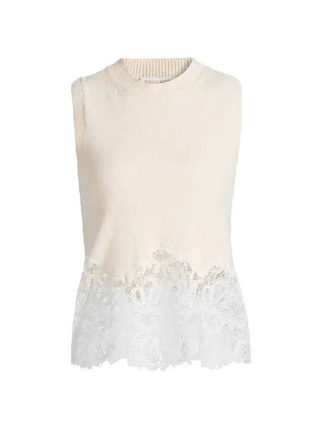 Ramy Brook Women's Nerissa Lace & Wool-Cashmere Sweater - Winter White Combo