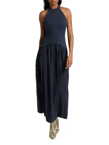 Ramy Brook Women's Simonne Cotton-Blend A-Line Maxi Dress - Navy | Thumbnail 2