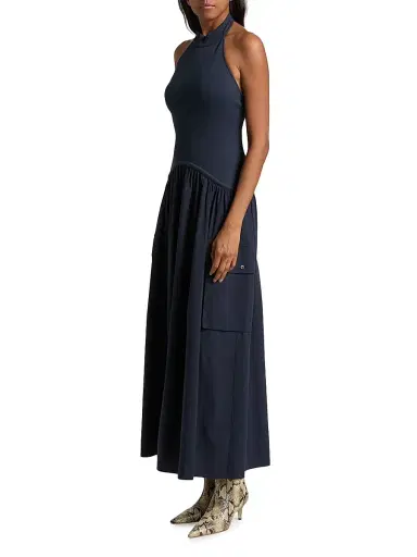 Ramy Brook Women's Simonne Cotton-Blend A-Line Maxi Dress - Navy | Thumbnail 4