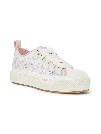 AMIRI Women's Metallic Stars Court Leather Platform Low-Top Sneakers - Pink - Size 11 | Thumbnail 2