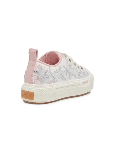 AMIRI Women's Metallic Stars Court Leather Platform Low-Top Sneakers - Pink - Size 11 | Thumbnail 3