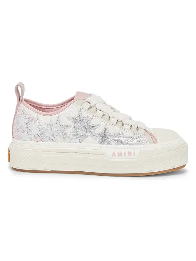 Amiri Women's Metallic Stars Court Leather Platform Low-Top Sneakers - Pink