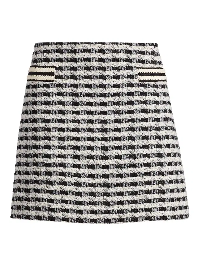 Ramy Brook Women's Charlie Houndstooth A-Line High-Waisted Miniskirt - Black Gingham