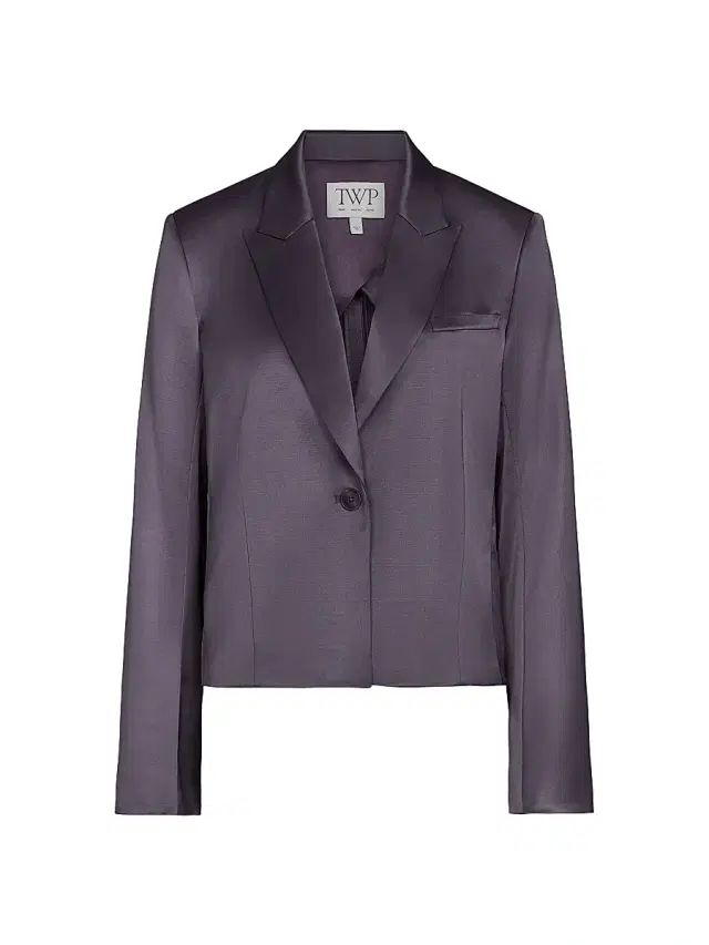 TWP Women's Sawyer Satin Wool-Blend Boxy Blazer - Chocolate Torte
