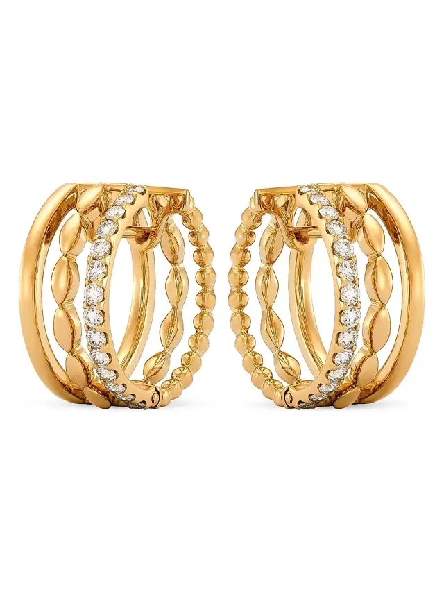 Women's My Etho II 18K Yellow Gold & 0.54 TCW Diamond Hoop Earrings - Rose Gold