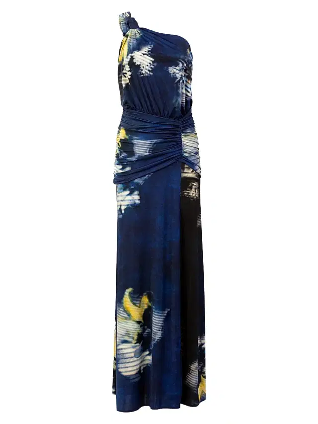 Women's Antara Ruched One-Shoulder Maxi Dress - Midnight Flower