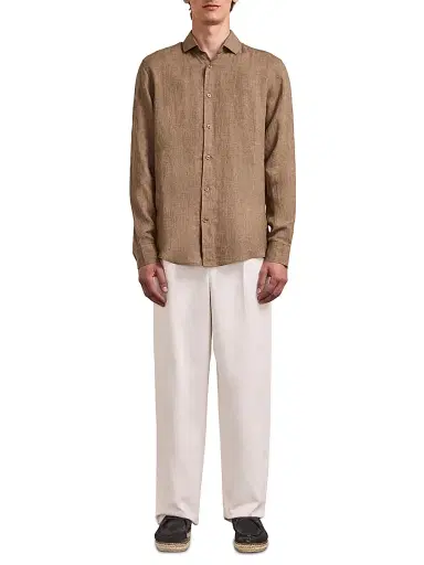 Frescobol Carioca Men's Antonio Linen Button-Front Shirt - Khaki | Thumbnail 2