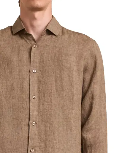 Frescobol Carioca Men's Antonio Linen Button-Front Shirt - Khaki | Thumbnail 4