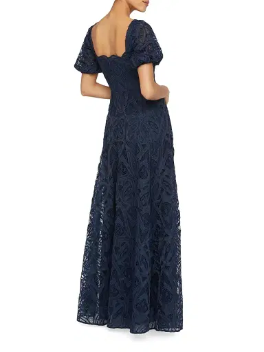THEIA Women's Dominique Lace Puff-Sleeve Gown | Thumbnail 3