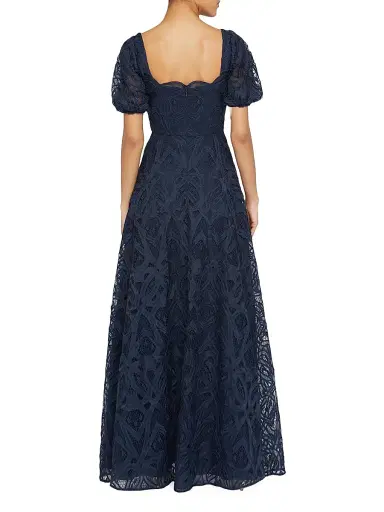 THEIA Women's Dominique Lace Puff-Sleeve Gown | Thumbnail 4