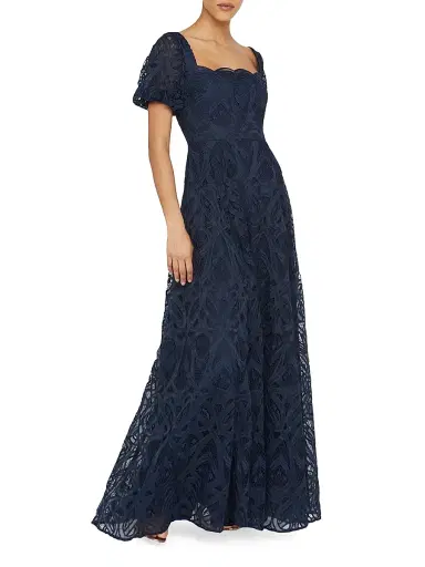 THEIA Women's Dominique Lace Puff-Sleeve Gown | Thumbnail 5