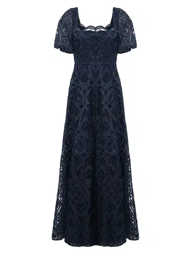THEIA Women's Dominique Lace Puff-Sleeve Gown | Thumbnail 1