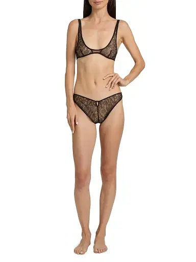 Kiki de Montparnasse Women's Petite Fleur Lace Scoopneck Bra - Black | Thumbnail 2 Kiki de Montparnasse Women's Petite Fleur Lace Scoopneck Bra - Black | Thumbnail 2