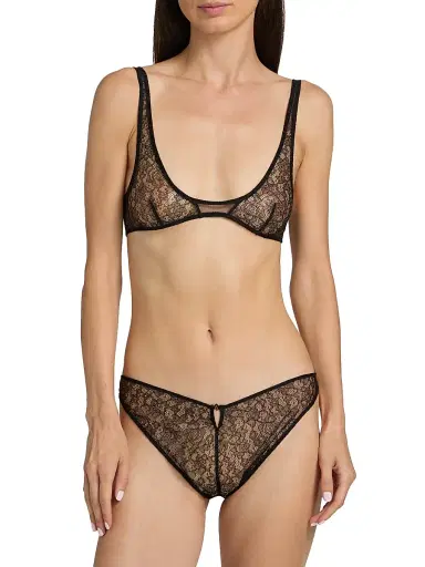 Kiki de Montparnasse Women's Petite Fleur Lace Scoopneck Bra - Black | Thumbnail 3 Kiki de Montparnasse Women's Petite Fleur Lace Scoopneck Bra - Black | Thumbnail 3