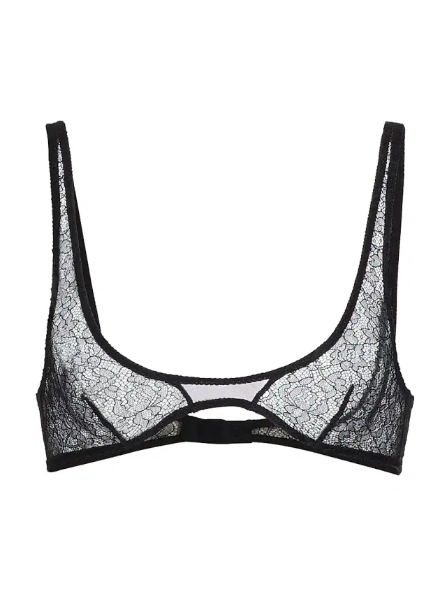 Women's Petite Fleur Lace Scoopneck Bra - Black