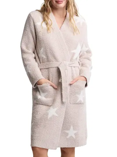 Barefoot Dreams Women's CozyChic Starry Night Robe - Stone Pearl - Size XS | Thumbnail 1