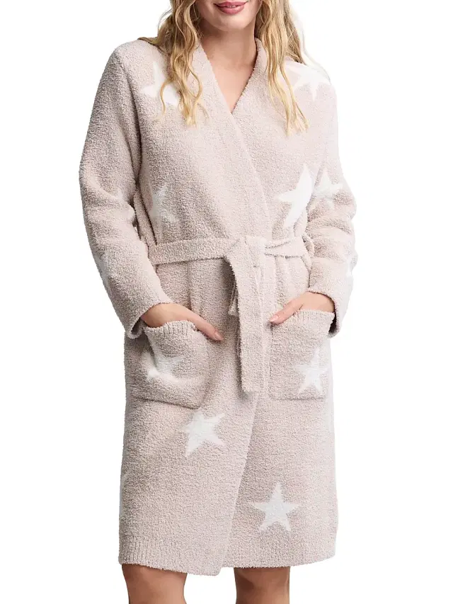 Barefoot Dreams Women's CozyChic Starry Night Robe - Stone Pearl