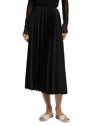 Jason Wu Collection Women's Crepe Satin Pleated Midi-Skirt - Black | Thumbnail 3 Jason Wu Collection Women's Crepe Satin Pleated Midi-Skirt - Black | Thumbnail 3