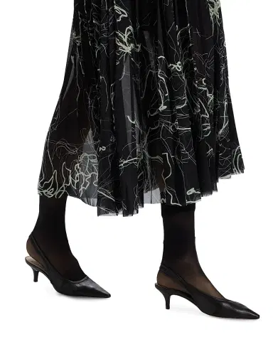 Jason Wu Collection Women's Scribble Floral Pleated Midi-Skirt - Black Limoncello Multi - Size 10 | Thumbnail 6