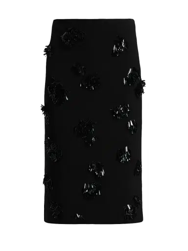Proenza Schouler Women's Moira Sequin Fringe-Appliqué Crepe Midi-Skirt - Black - Size 4 | Thumbnail 1 Proenza Schouler Women's Moira Sequin Fringe-Appliqué Crepe Midi-Skirt - Black - Size 4 | Thumbnail 1