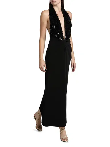 Proenza Schouler Women's Moira Sequin Fringe Maxi Dress - Black - Size 8 | Thumbnail 2 Proenza Schouler Women's Moira Sequin Fringe Maxi Dress - Black - Size 8 | Thumbnail 2