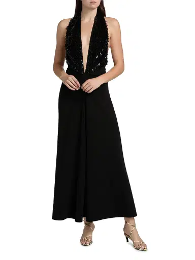 Proenza Schouler Women's Moira Sequin Fringe Maxi Dress - Black - Size 8 | Thumbnail 3 Proenza Schouler Women's Moira Sequin Fringe Maxi Dress - Black - Size 8 | Thumbnail 3