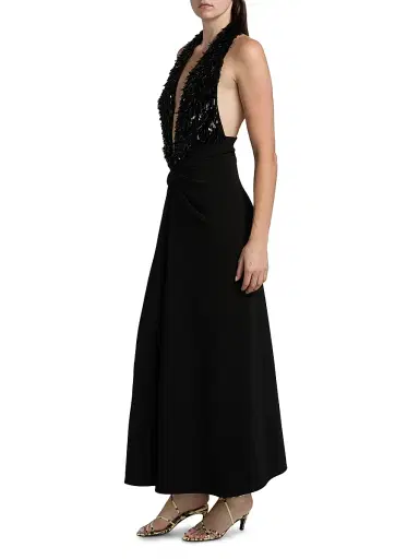 Proenza Schouler Women's Moira Sequin Fringe Maxi Dress - Black - Size 8 | Thumbnail 4 Proenza Schouler Women's Moira Sequin Fringe Maxi Dress - Black - Size 8 | Thumbnail 4