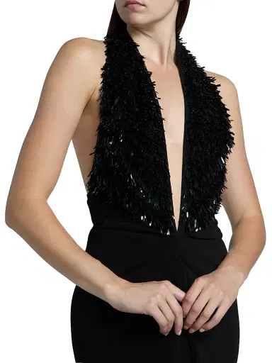 Proenza Schouler Women's Moira Sequin Fringe Maxi Dress - Black - Size 8 | Thumbnail 6 Proenza Schouler Women's Moira Sequin Fringe Maxi Dress - Black - Size 8 | Thumbnail 6