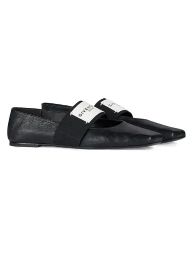 Givenchy Women's Sliced Square Ballerinas in Textured-Effect Leather - Black - Size 11 | Thumbnail 2