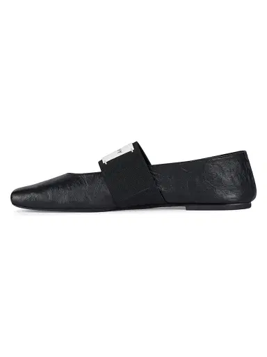 Givenchy Women's Sliced Square Ballerinas in Textured-Effect Leather - Black - Size 11 | Thumbnail 3