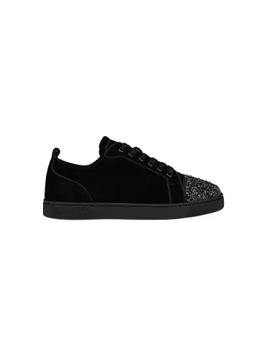 Christian Louboutin Men's Louis Jr P Perla Low-Top Sneakers - Black - Size 14 | Thumbnail 1