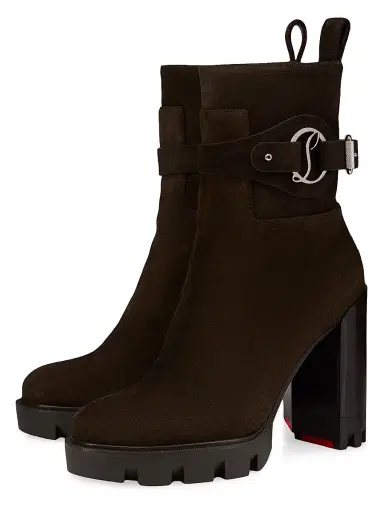Christian Louboutin Women's Dianouchette Lug 100MM Suede Booties - Cafe - Size 12 | Thumbnail 2 Christian Louboutin Women's Dianouchette Lug 100MM Suede Booties - Cafe - Size 12 | Thumbnail 2