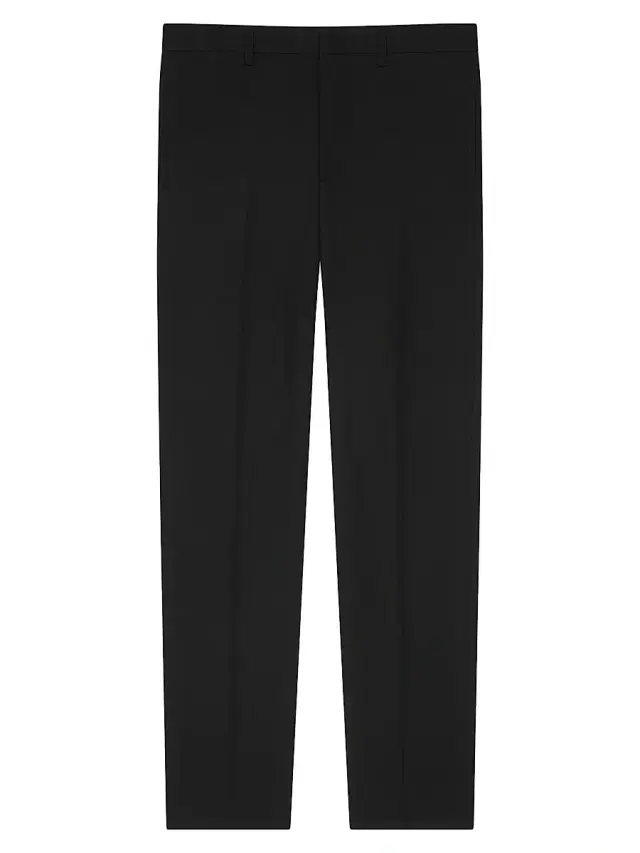 Men's Fitted Leg Tailored Trousers in Wool - Black