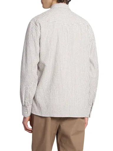 OFFICINE GÉNÉRALE Men's Gad Striped Cotton Shirt - Ginger Bread White - Size Medium | Thumbnail 5 OFFICINE GÉNÉRALE Men's Gad Striped Cotton Shirt - Ginger Bread White - Size Medium | Thumbnail 5