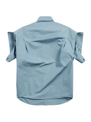 Balenciaga Women's Tucked Sleeve Shirt - Grey Blue - Size 0 | Thumbnail 2