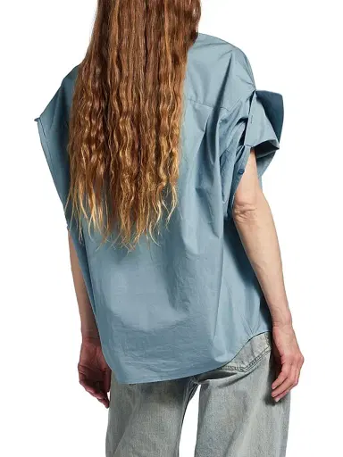 Balenciaga Women's Tucked Sleeve Shirt - Grey Blue - Size 0 | Thumbnail 5