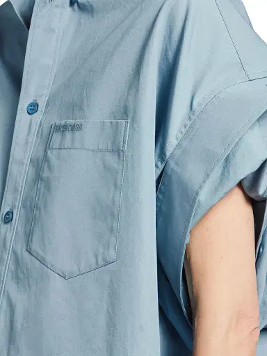 Balenciaga Women's Tucked Sleeve Shirt - Grey Blue - Size 0 | Thumbnail 7