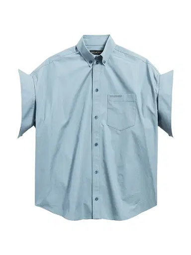 Balenciaga Women's Tucked Sleeve Shirt - Grey Blue - Size 0 | Thumbnail 1