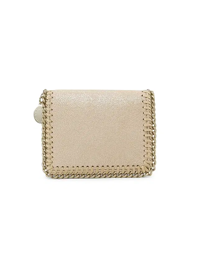 Women's Falabella Shiny Chain-Trim Bifold Wallet - Gold
