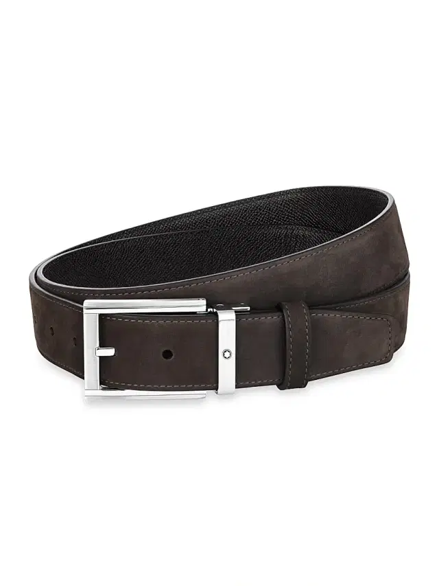 Men's Reversible Leather Suede Belt - Black Brown