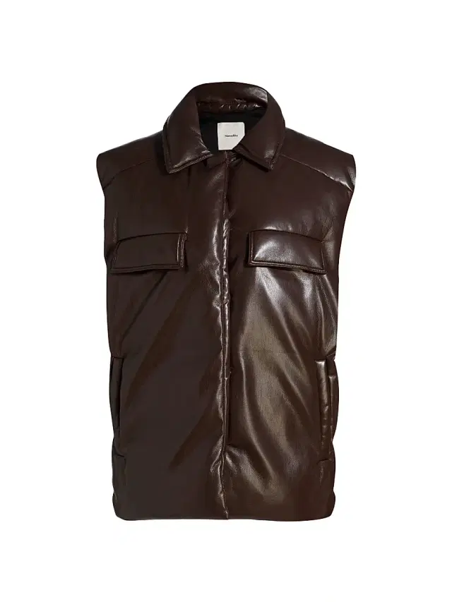 Nanushka Women's Grow Karlene Faux-Leather Padded Vest - Coffee Ground