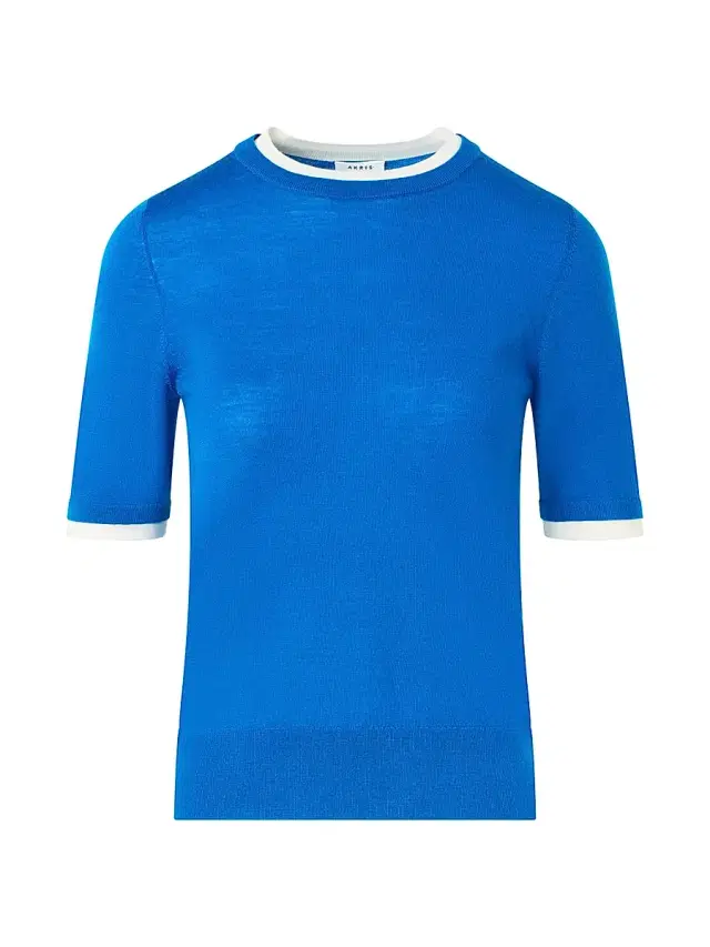 Akris punto Women's Wool Trompe L'oeil Layered Sweater - Cobalt Blue Cream